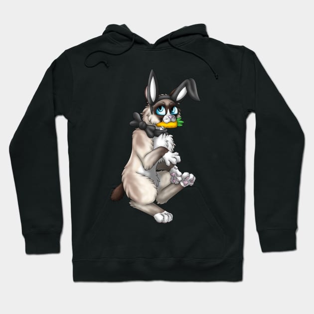 Bobtail BunnyCat: Snowshoe Point (Black) Hoodie by spyroid101